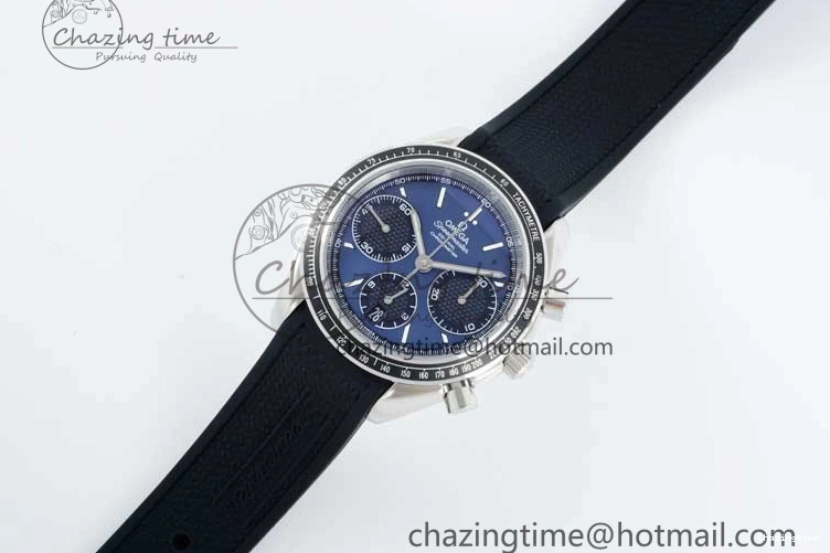 1227 SportInspired Speedmaster Racing Master SS HKF Best Edition Blue Black Dial on Black Rubber Strap A 7817